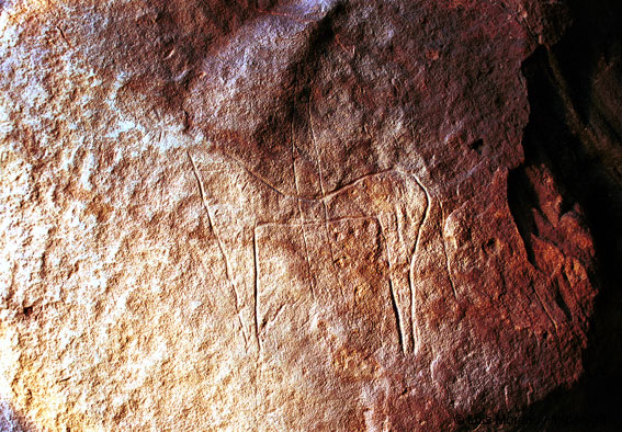 Grabado rupestre en la Peña del Cuarto, en Learza (Navarra)